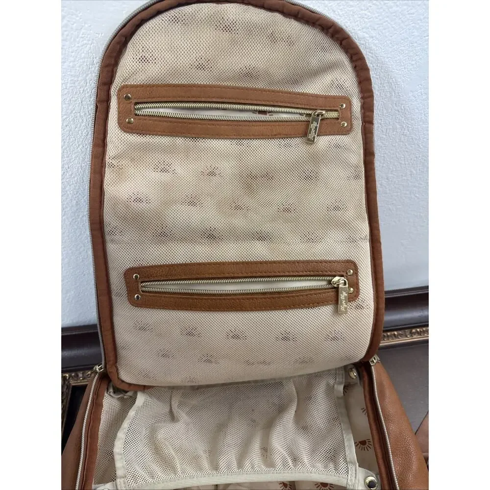 Itzy Ritzy Diaper Bag Cognac Backpack Vegan Leather Gold Hardware Tik Tok Bag